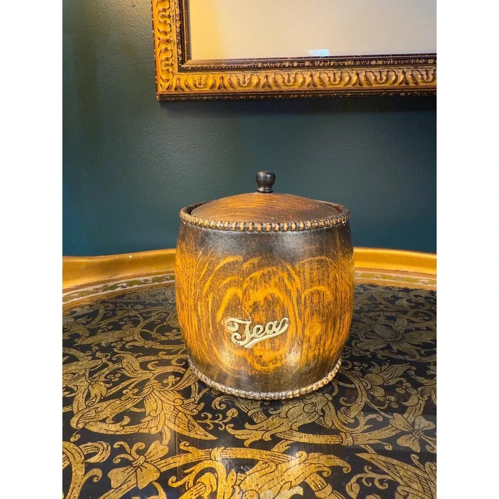 Vintage Wood Tea‎ Caddy with Lid and Metal Liner – 5